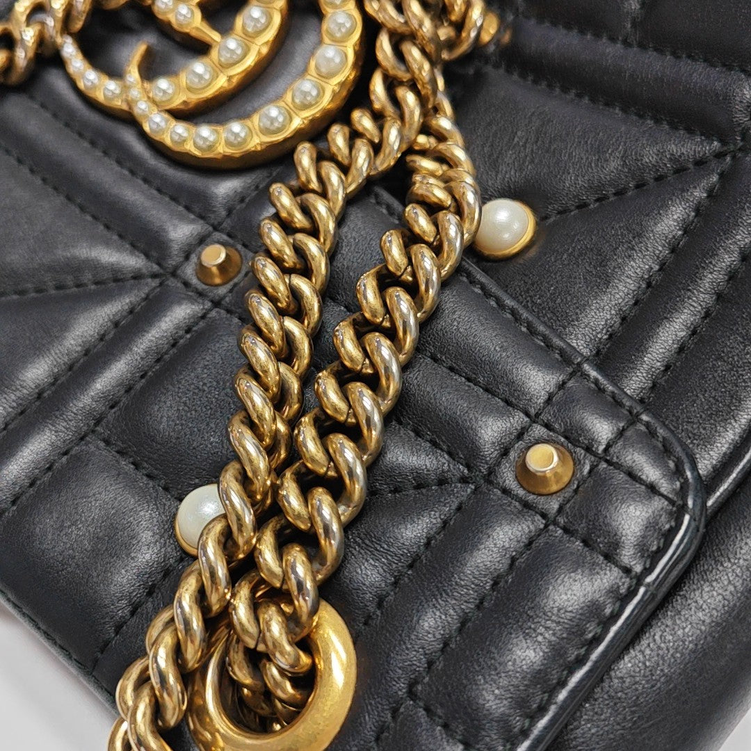 GG Marmont Medium Quilted Calfskin Black