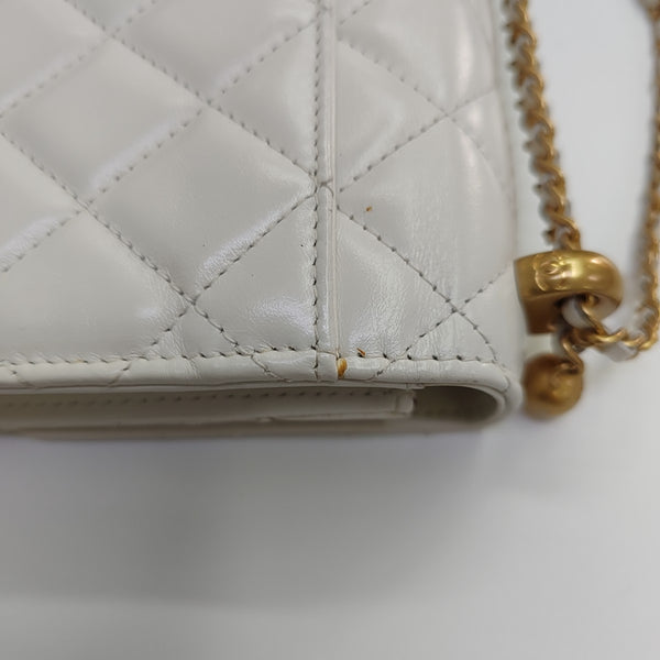 Quilted Calfskin Shoulder Bag White