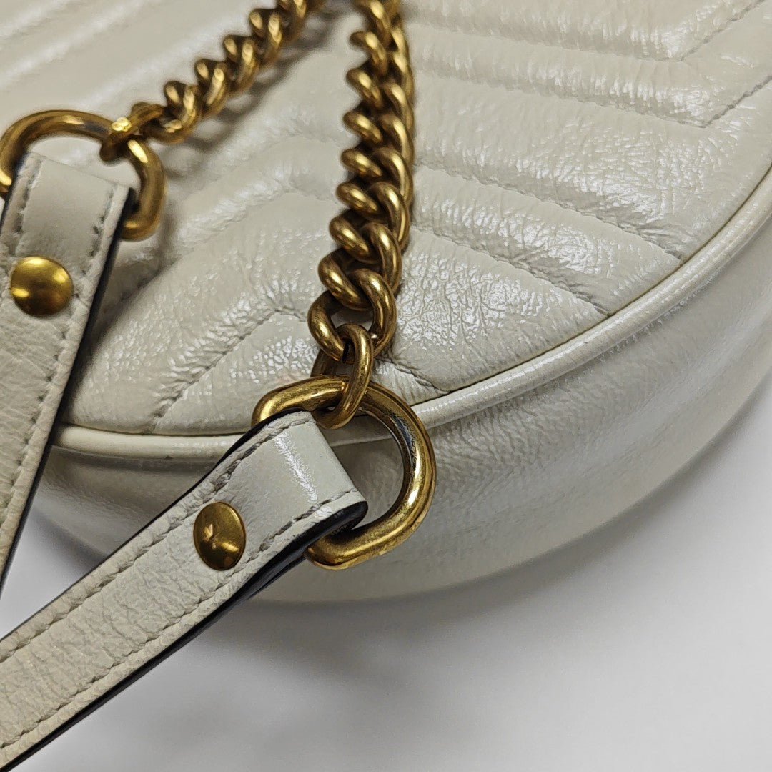 GG Marmont Mini Quilted Calfskin White