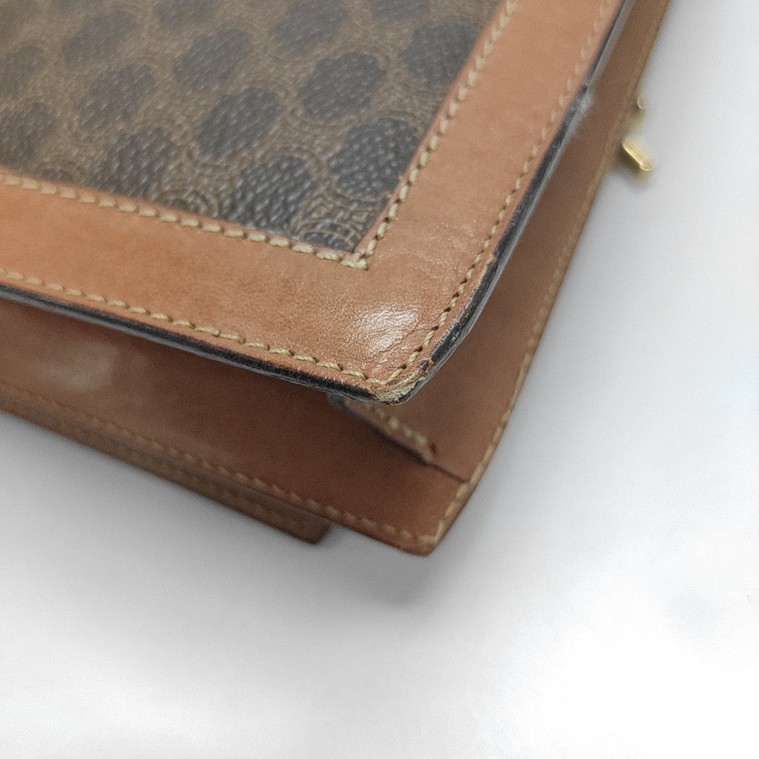 Coated Canvas Shoulder Bag Brown