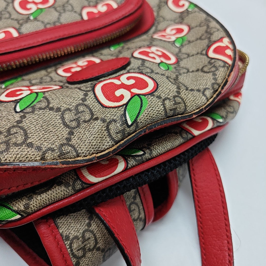 GG Supreme Small Monogram Coated Canvas Beige