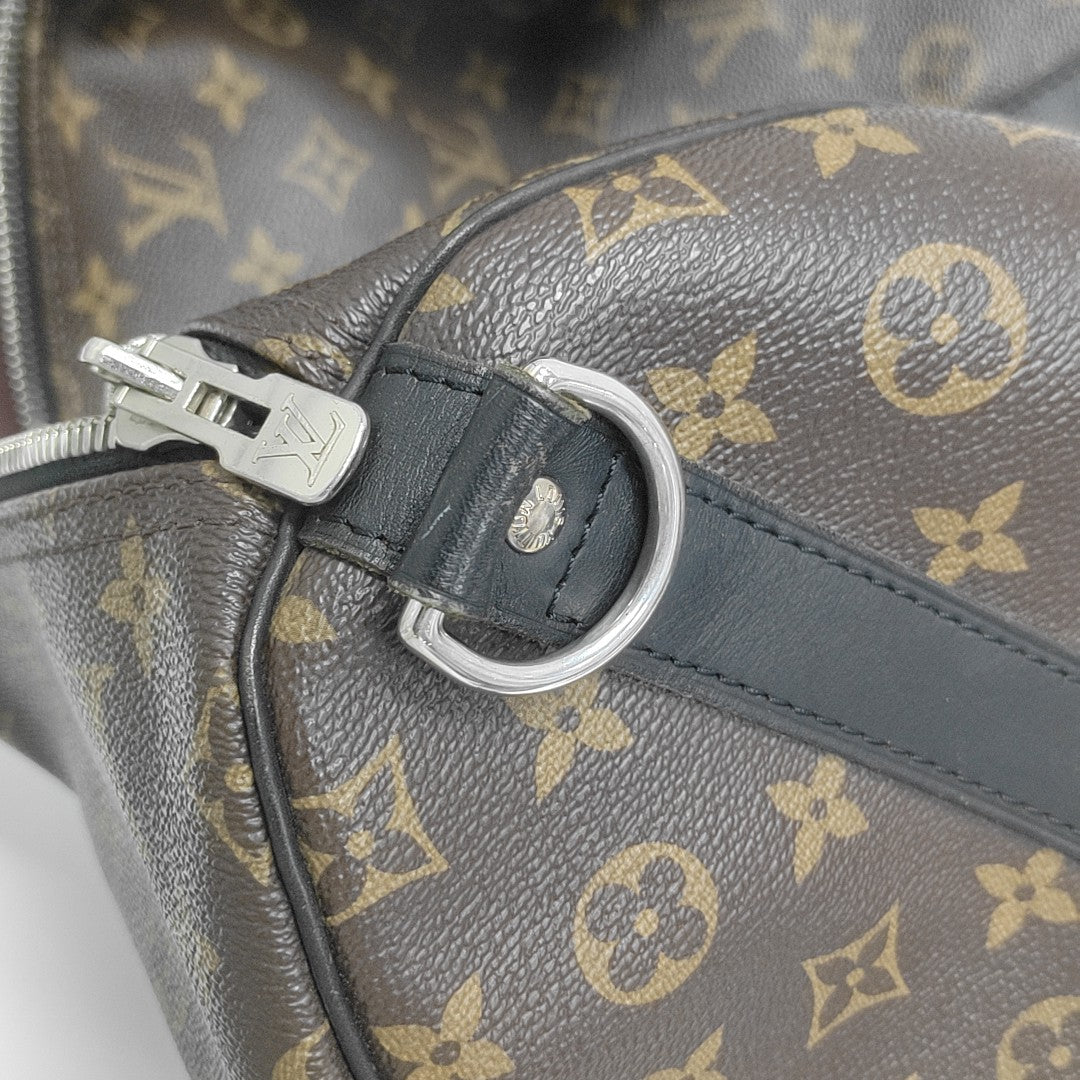 KEEPALL 55 Monogram Coated Canvas Brown