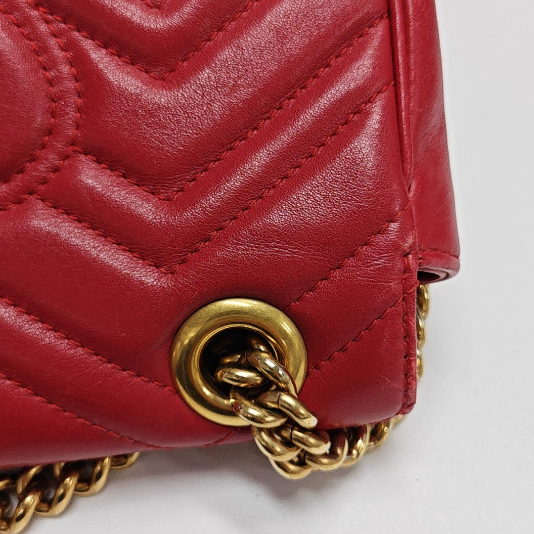 GG Marmont Small Quilted Calfskin Red