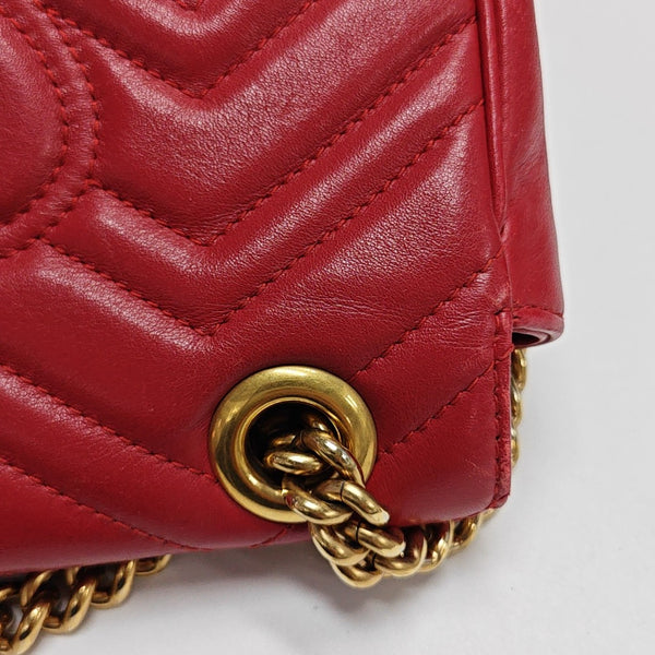 GG Marmont Small Quilted Calfskin Red