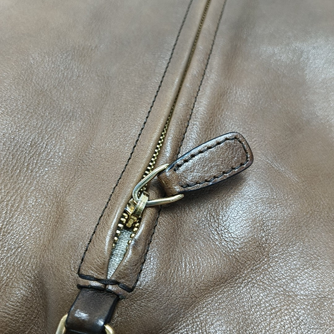 Calfskin Shoulder Bag Brown