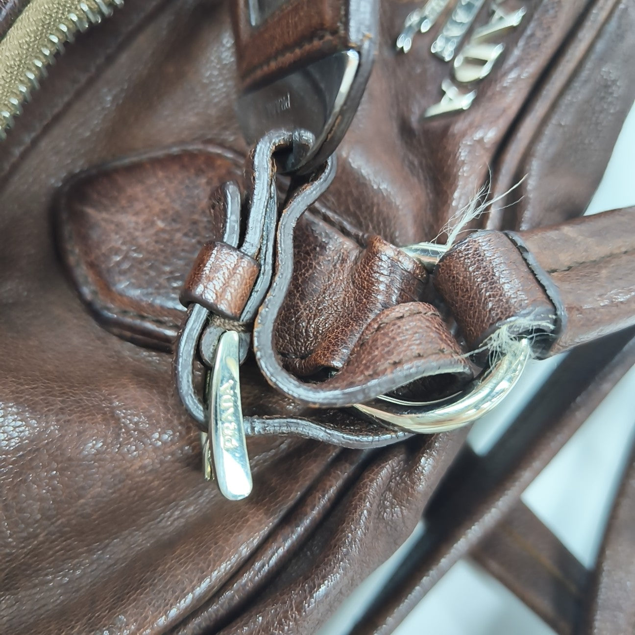 Calfskin Top Handle Bag Brown