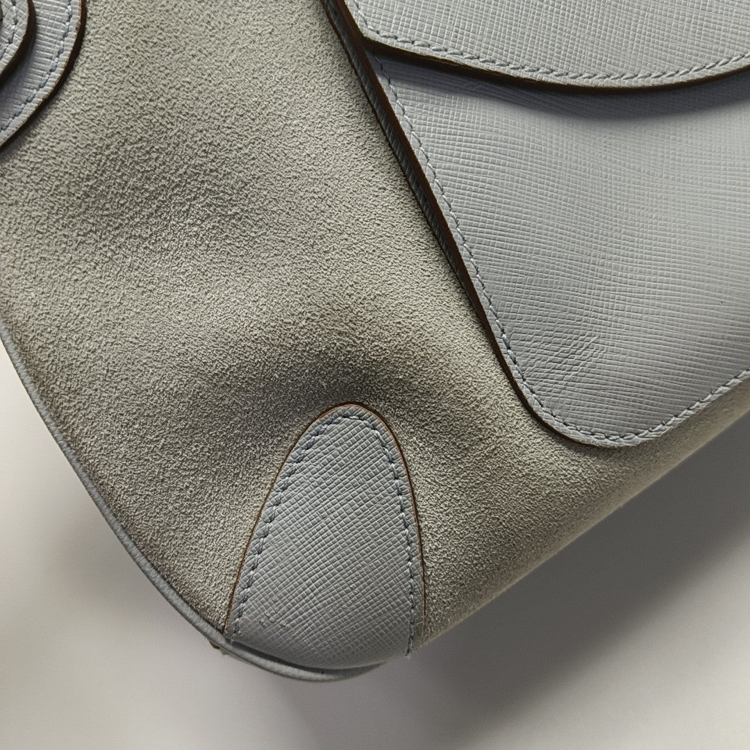Suede Top Handle Bag Blue