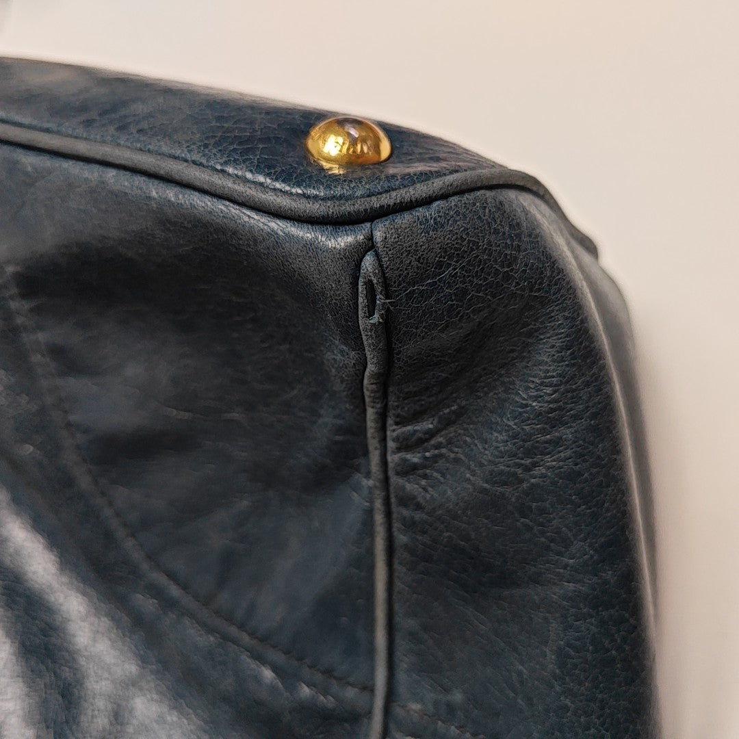 Calfskin Shoulder Bag Blue