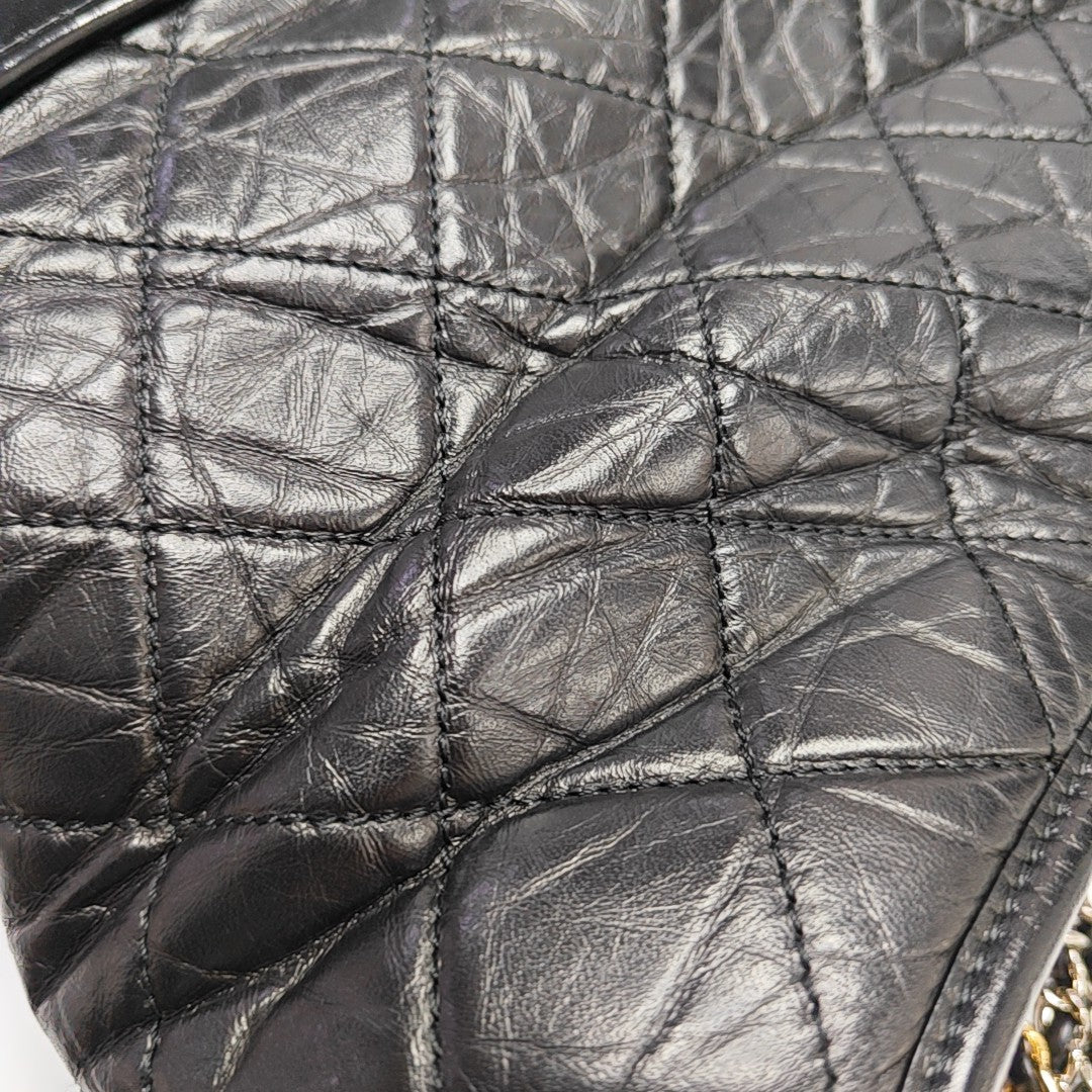 GABRIELLE Large Quilted Calfskin Black