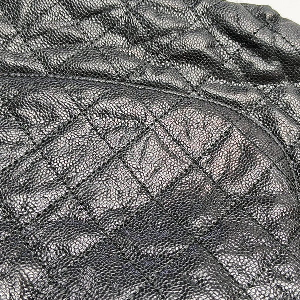 Quilted Grained Calfskin Shoulder Bag Black