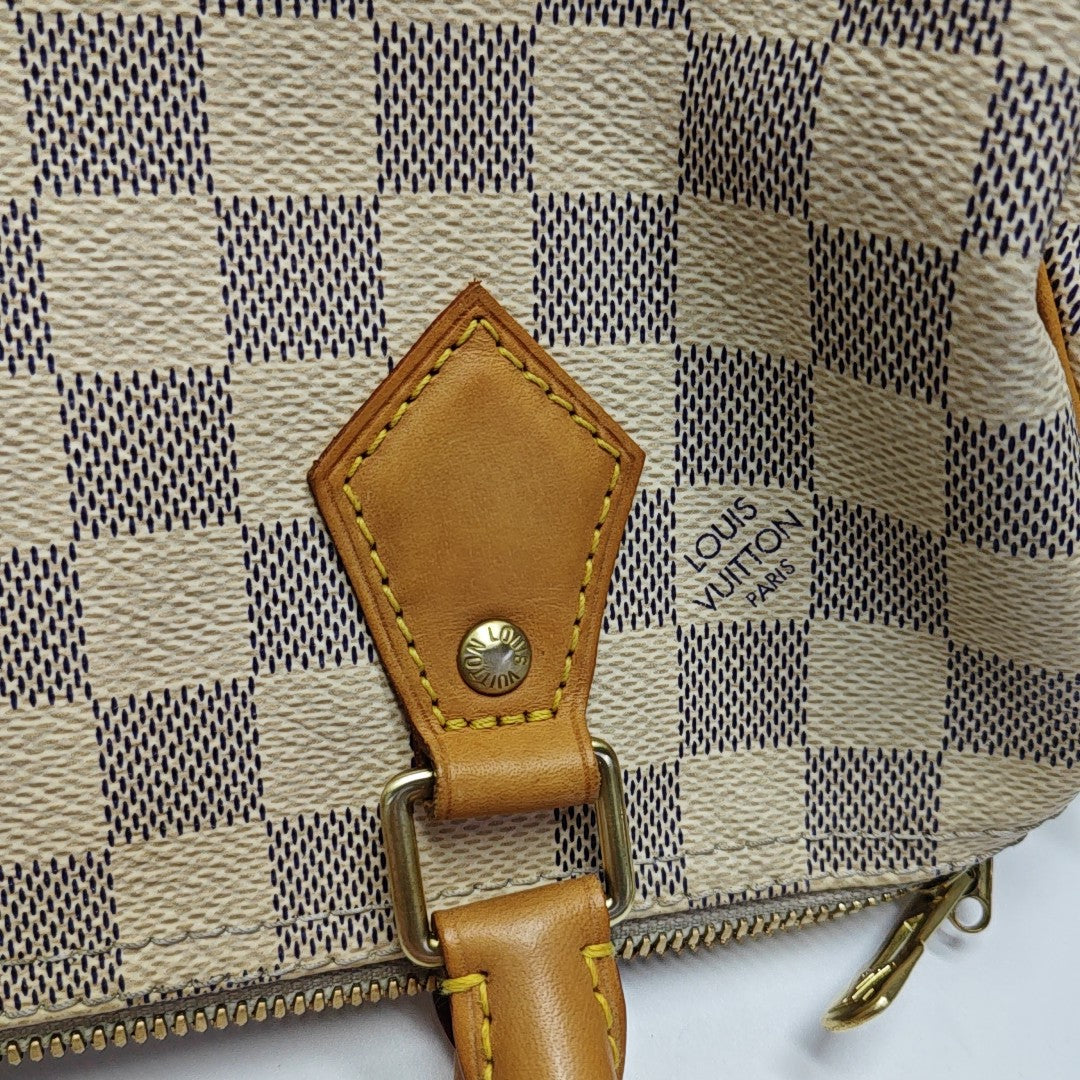SPEEDY 25 Damier Azur Coated Canvas White