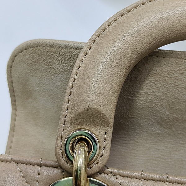 Lady D-Joy Small Cannage Lambskin Beige