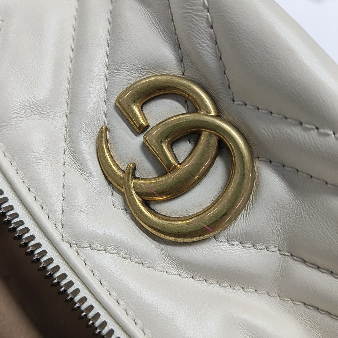 GG Marmont Mini Quilted Calfskin White