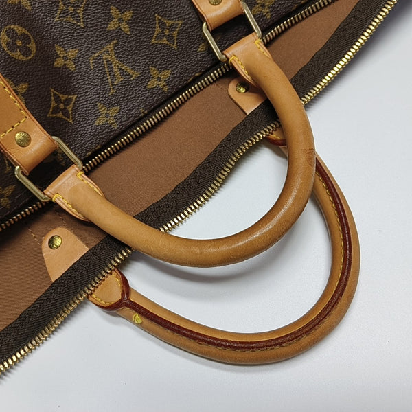 KEEPALL 60 Monogram Coated Canvas Brown