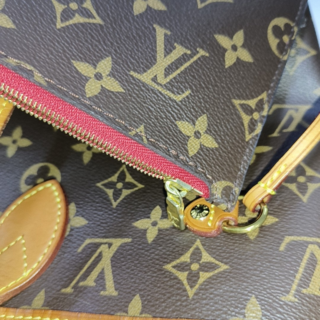 NEVERFULL MM Monogram Coated Canvas Brown