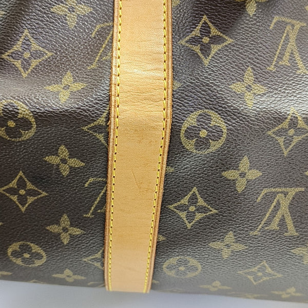 KEEPALL 55 Monogram Coated Canvas Brown