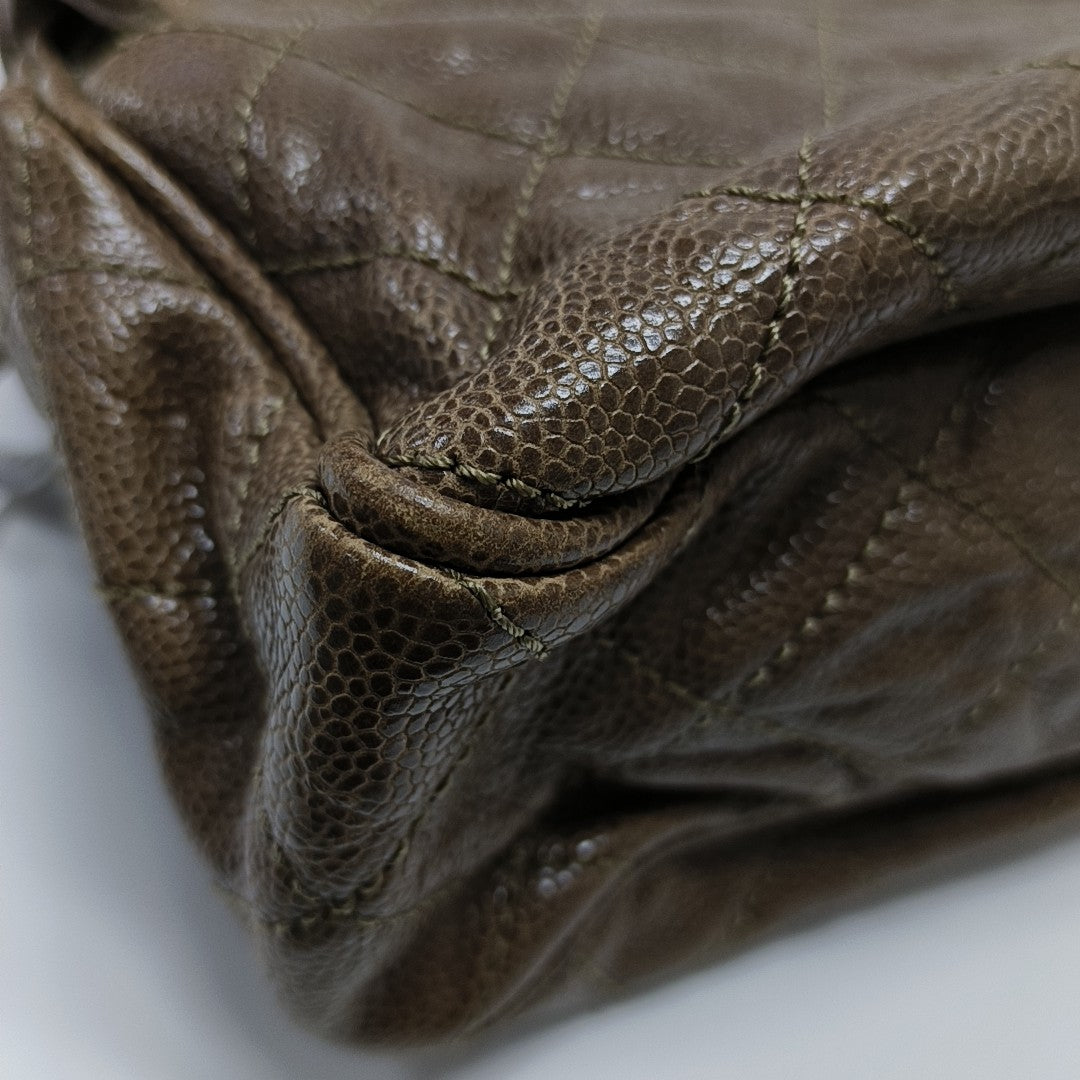 Quilted Calfskin Shoulder Bag Brown