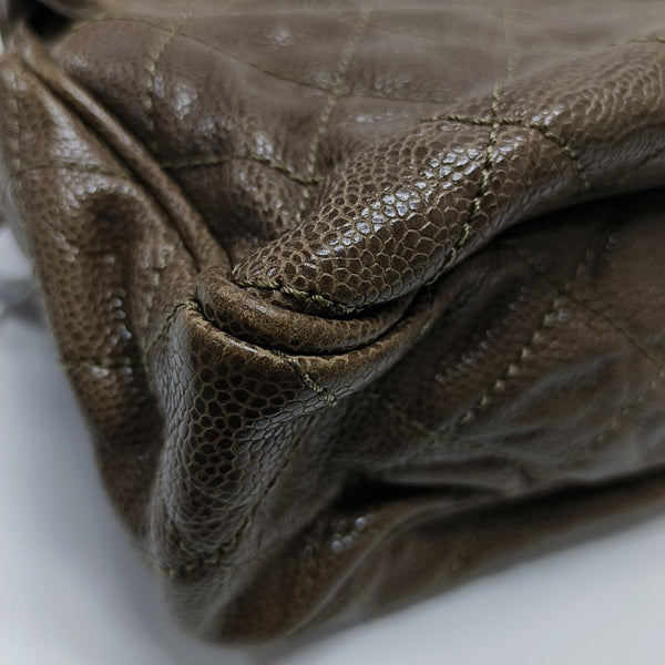 Quilted Calfskin Shoulder Bag Brown