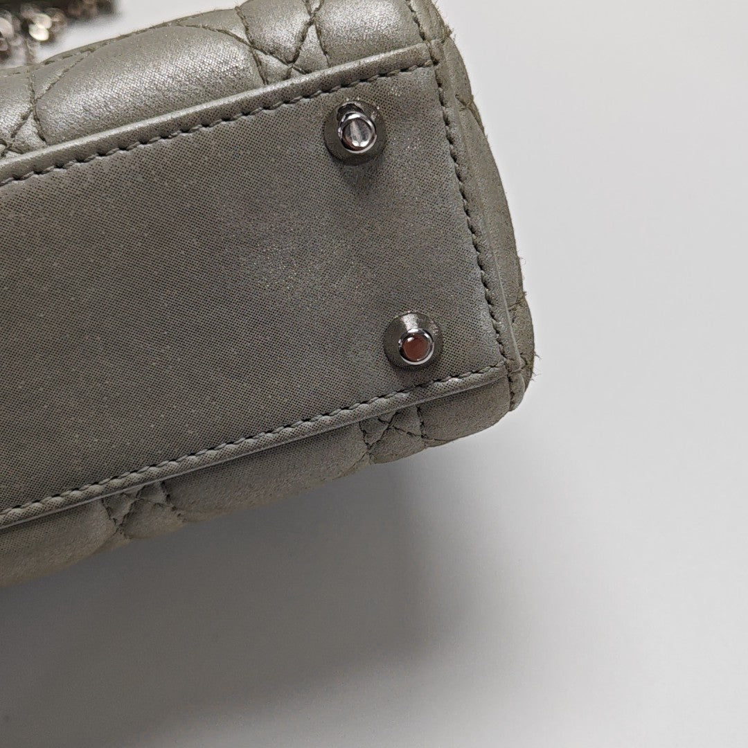 Lady Dior Mini Cannage Lambskin Gray