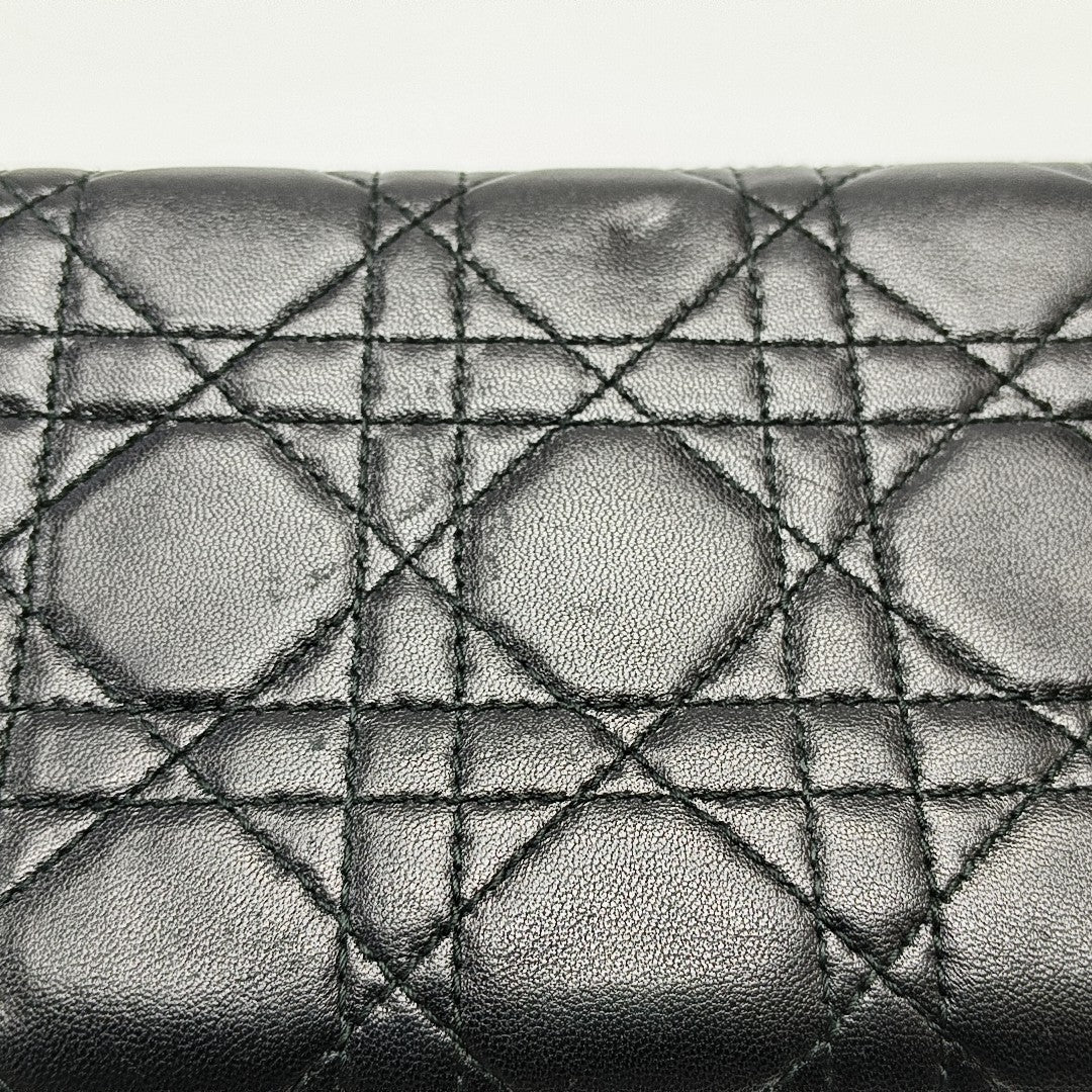 Lady Dior Small Cannage Lambskin Black Wallet