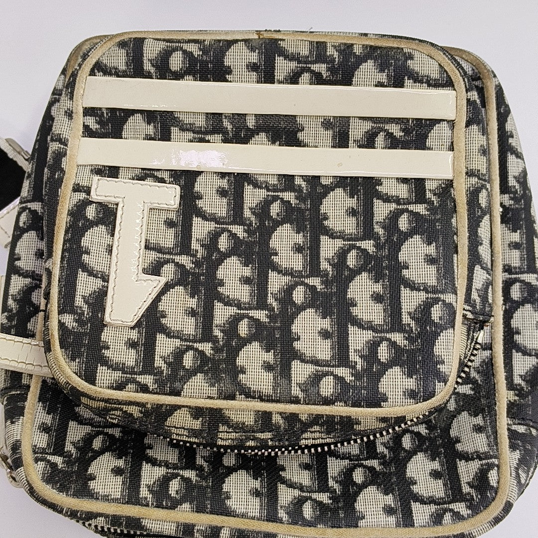 Oblique Coated Canvas Shoulder Bag Gray