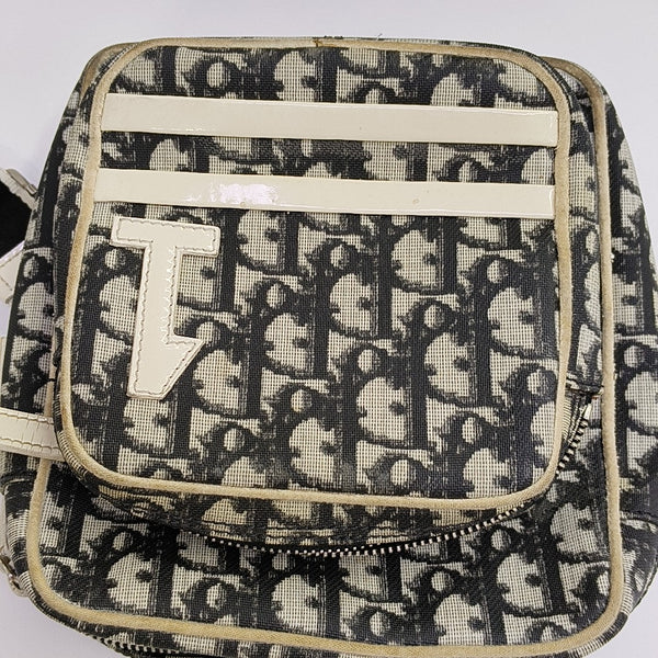 Oblique Coated Canvas Shoulder Bag Gray
