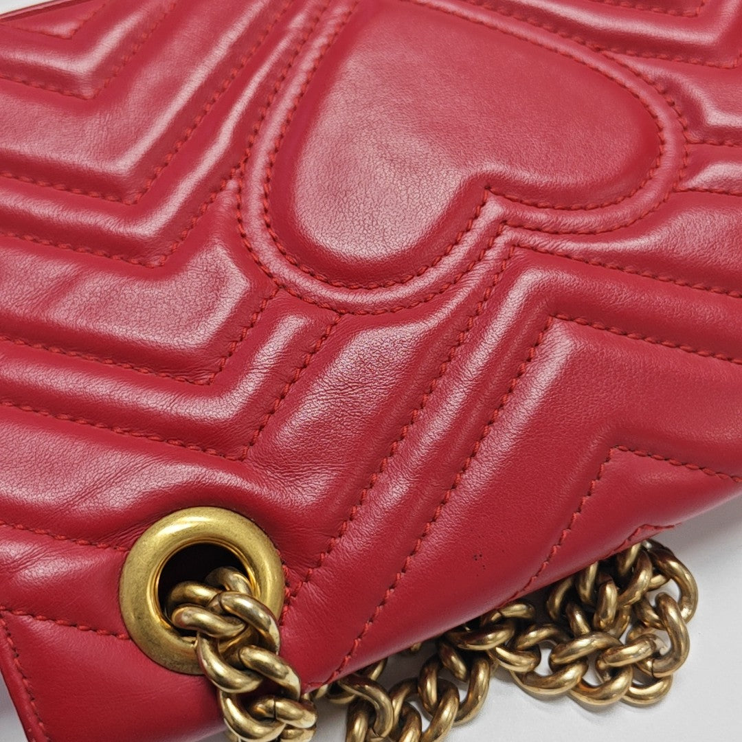 GG Marmont Small Quilted Calfskin Red