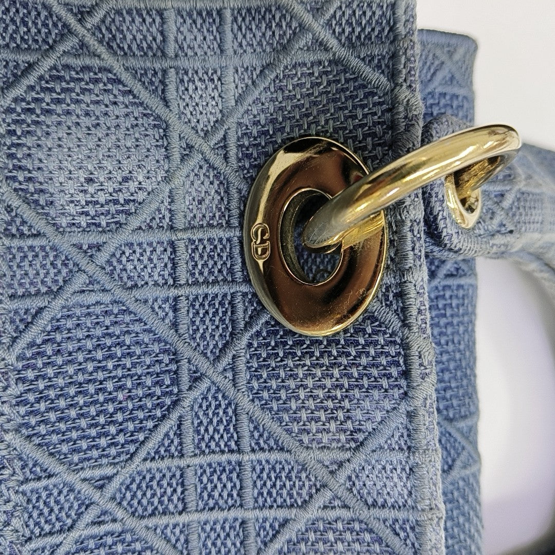 Lady D-Lite Medium Cannage Canvas Blue