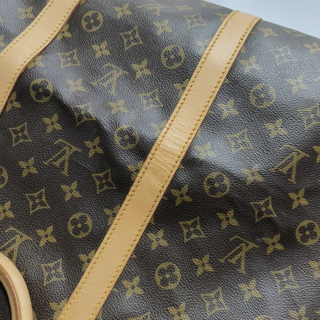 KEEPALL 60 Monogram Coated Canvas Brown