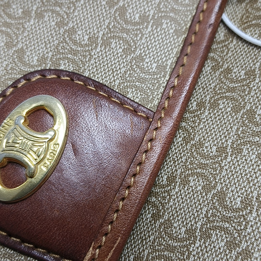 Coated Canvas Top Handle Bag Brown