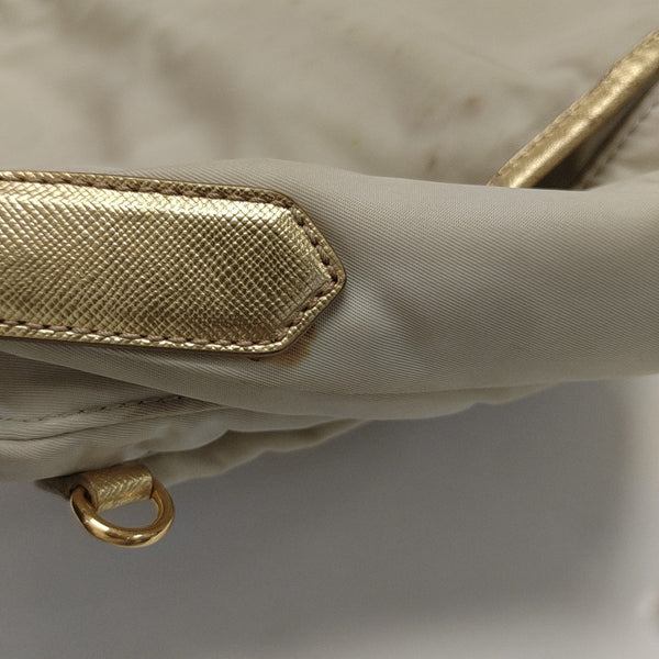 Nylon Shoulder Bag Beige