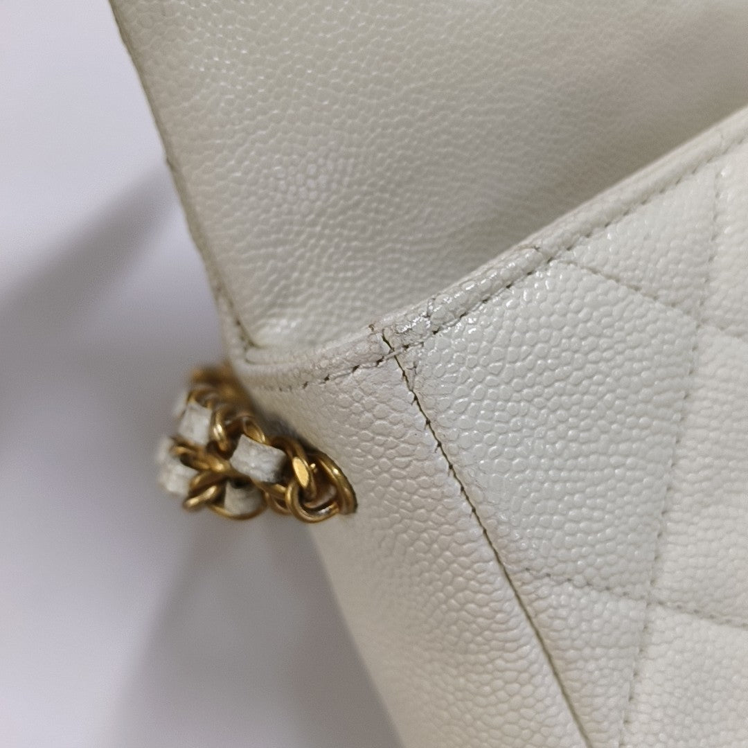 WOC Quilted Grained Calfskin White