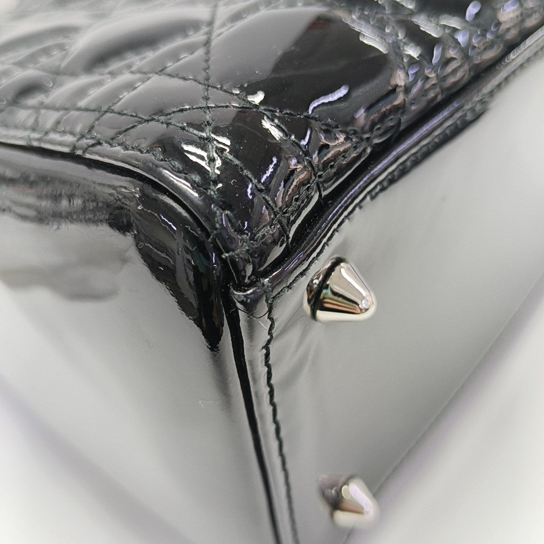 Lady Dior Medium Cannage Patent Leather Black