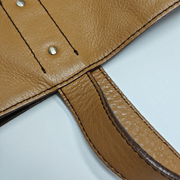 Calfskin Top Handle Bag Brown