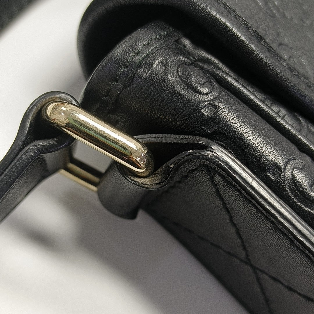 Ligne Shima Monogram Calfskin Black
