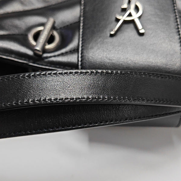 Chevron Leather Tote Bag Black