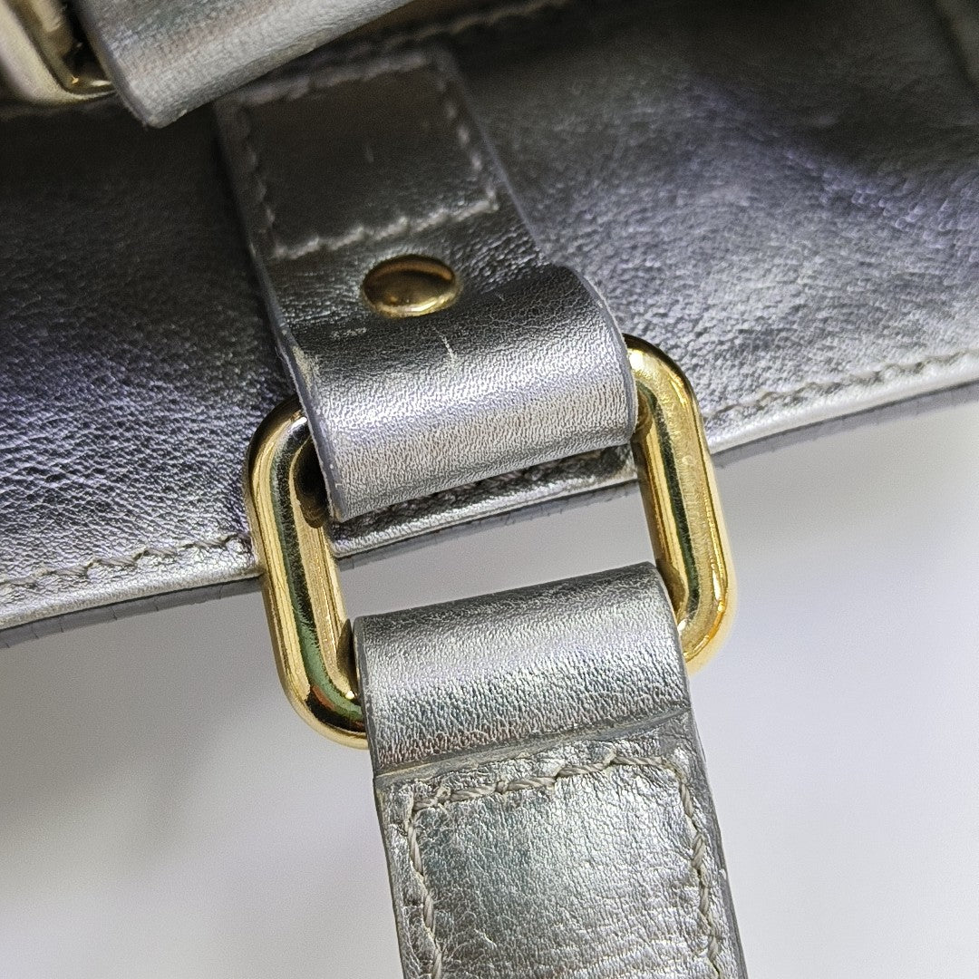 Coated Canvas Tote Bag Silver