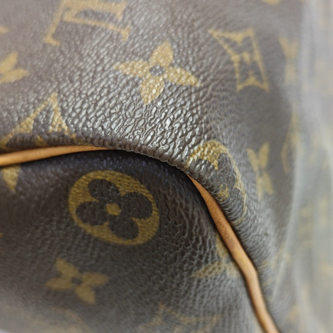 Monogram Coated Canvas Top Handle Bag 40 Brown