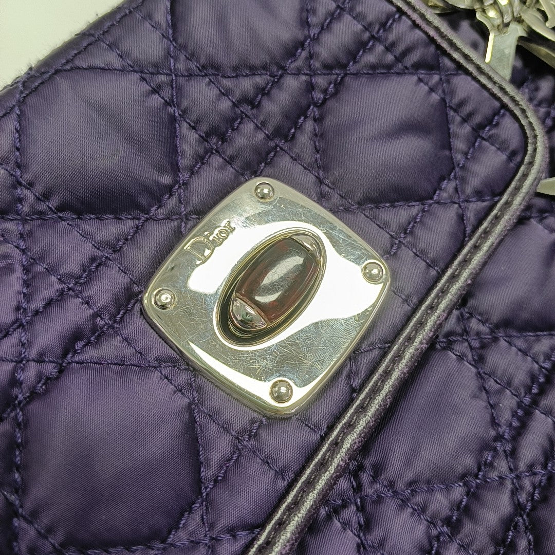 Cannage Silk Satin Tote Bag Purple