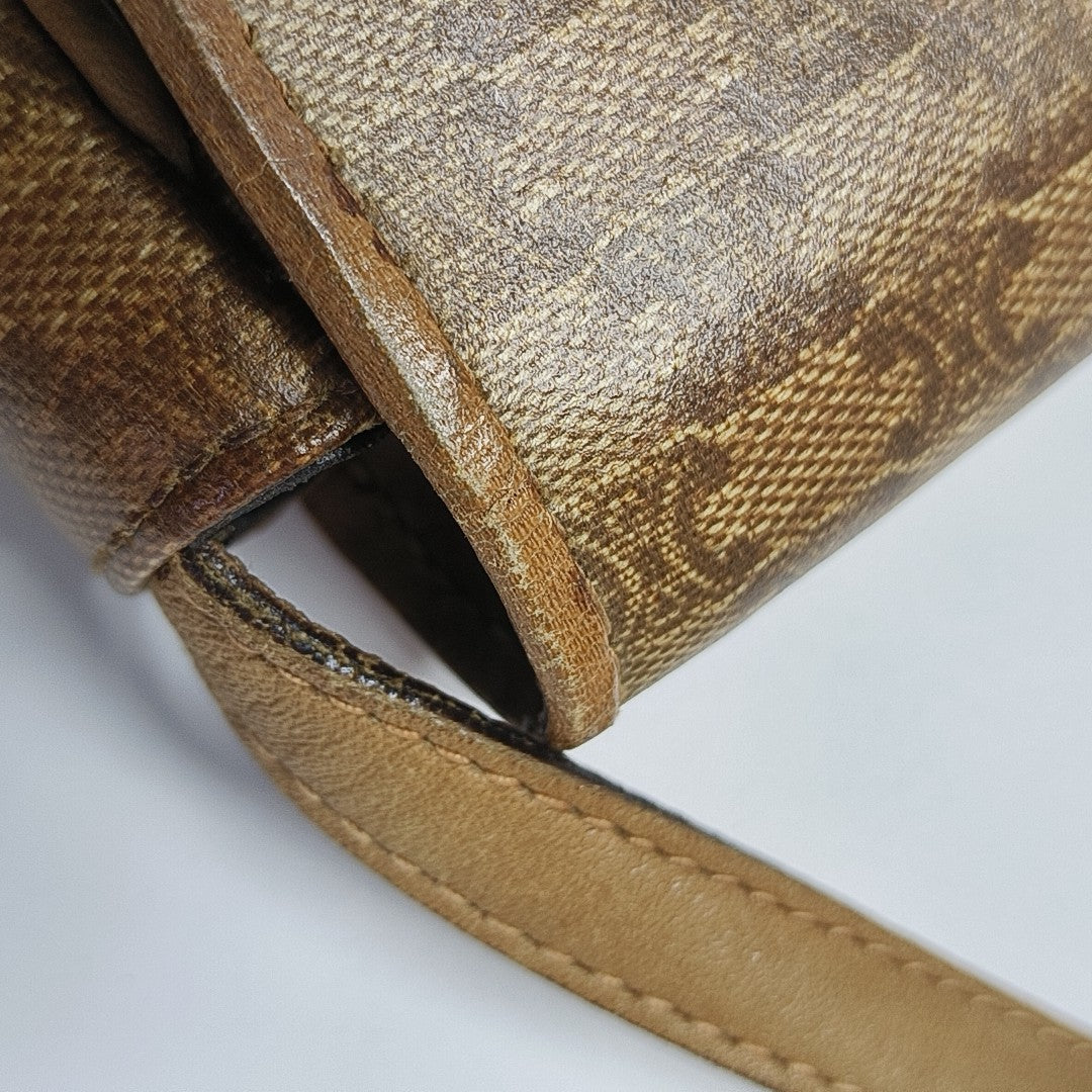 Coated Canvas Shoulder Bag Beige