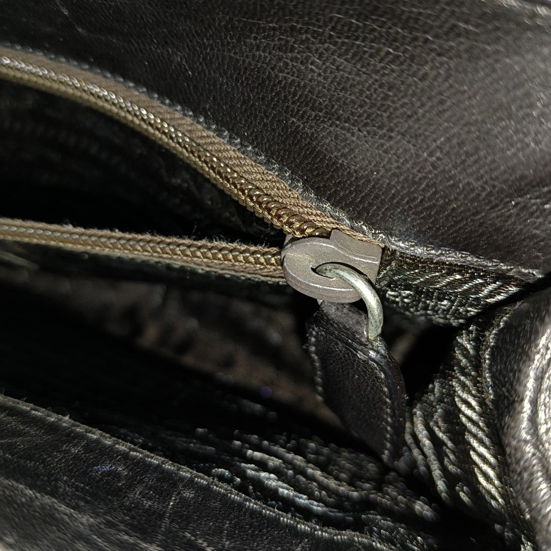 Patent Leather Top Handle Bag Brown