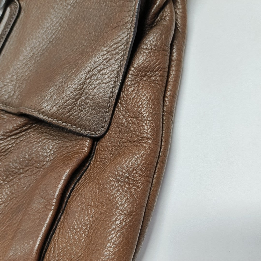 Calfskin Shoulder Bag Brown