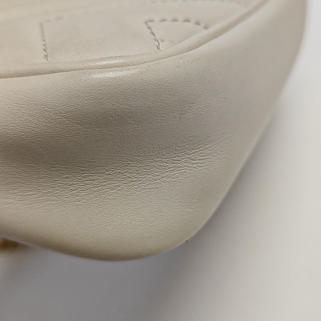 GG Marmont Mini Quilted Calfskin White