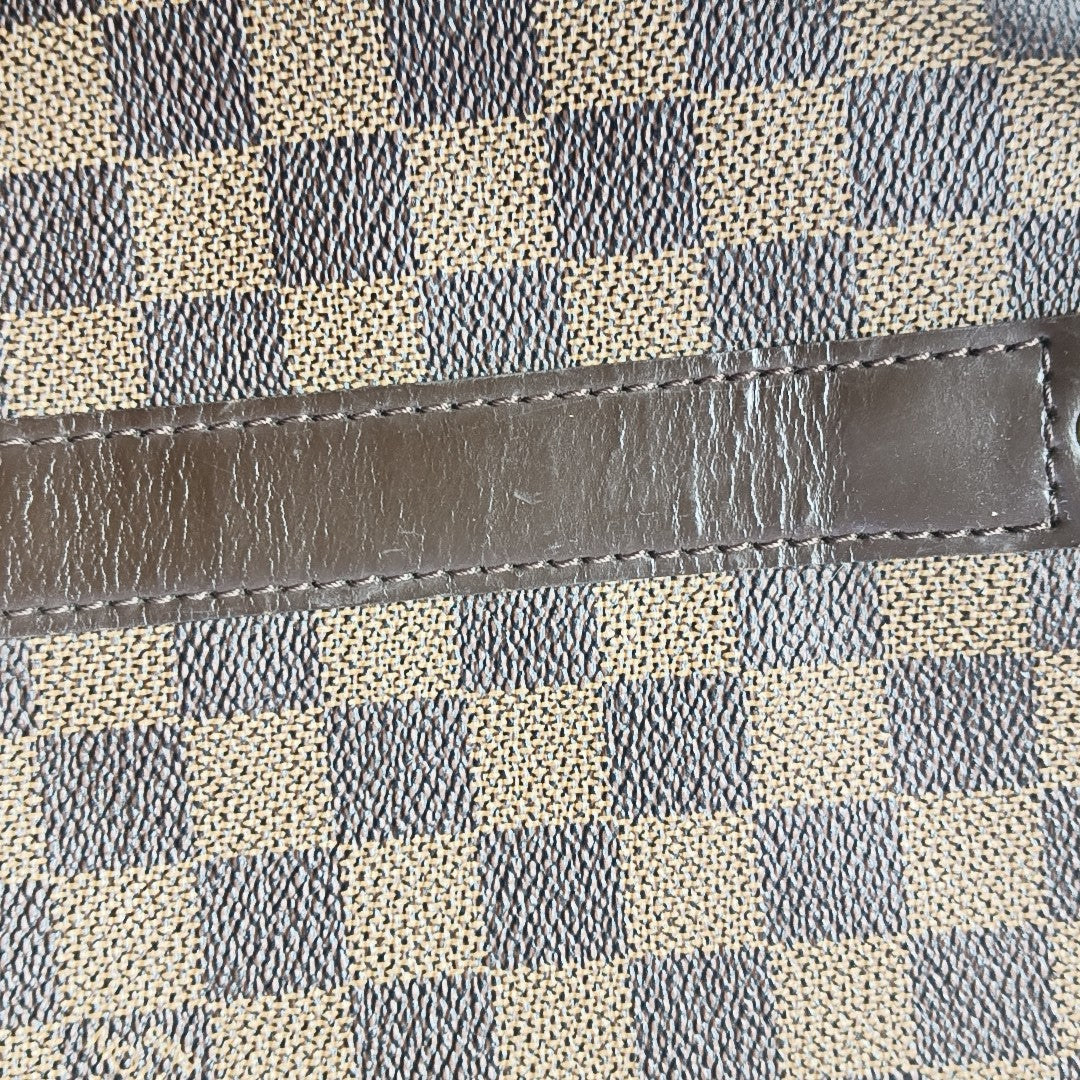 KEEPALL 55 Damier Ebene Coated Canvas Brown