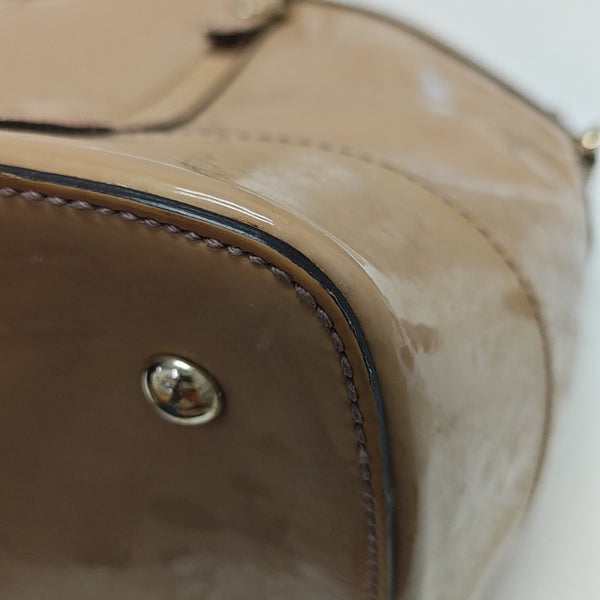 Monogram Patent Leather Shoulder Bag Beige