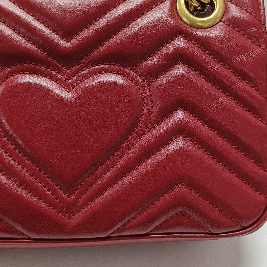 GG Marmont Small Quilted Calfskin Red