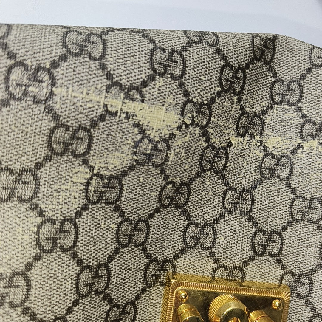 Padlock Small Monogram Coated Canvas Beige