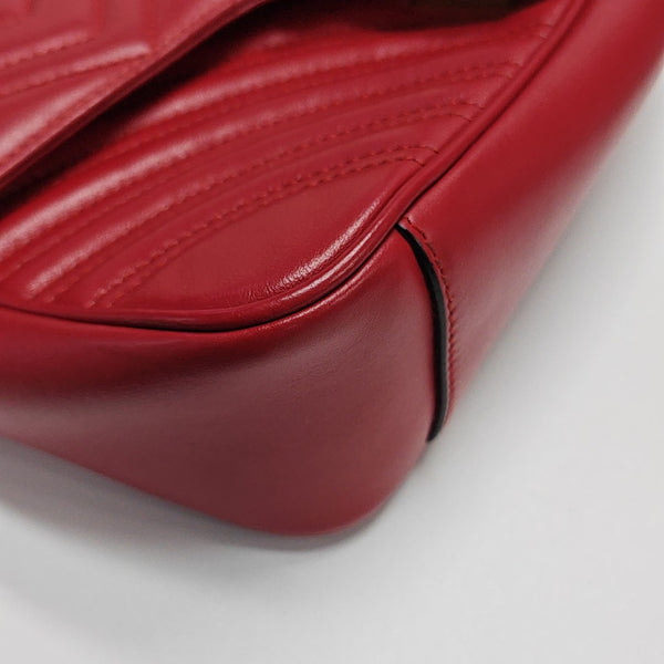 GG Marmont Medium Quilted Calfskin Red