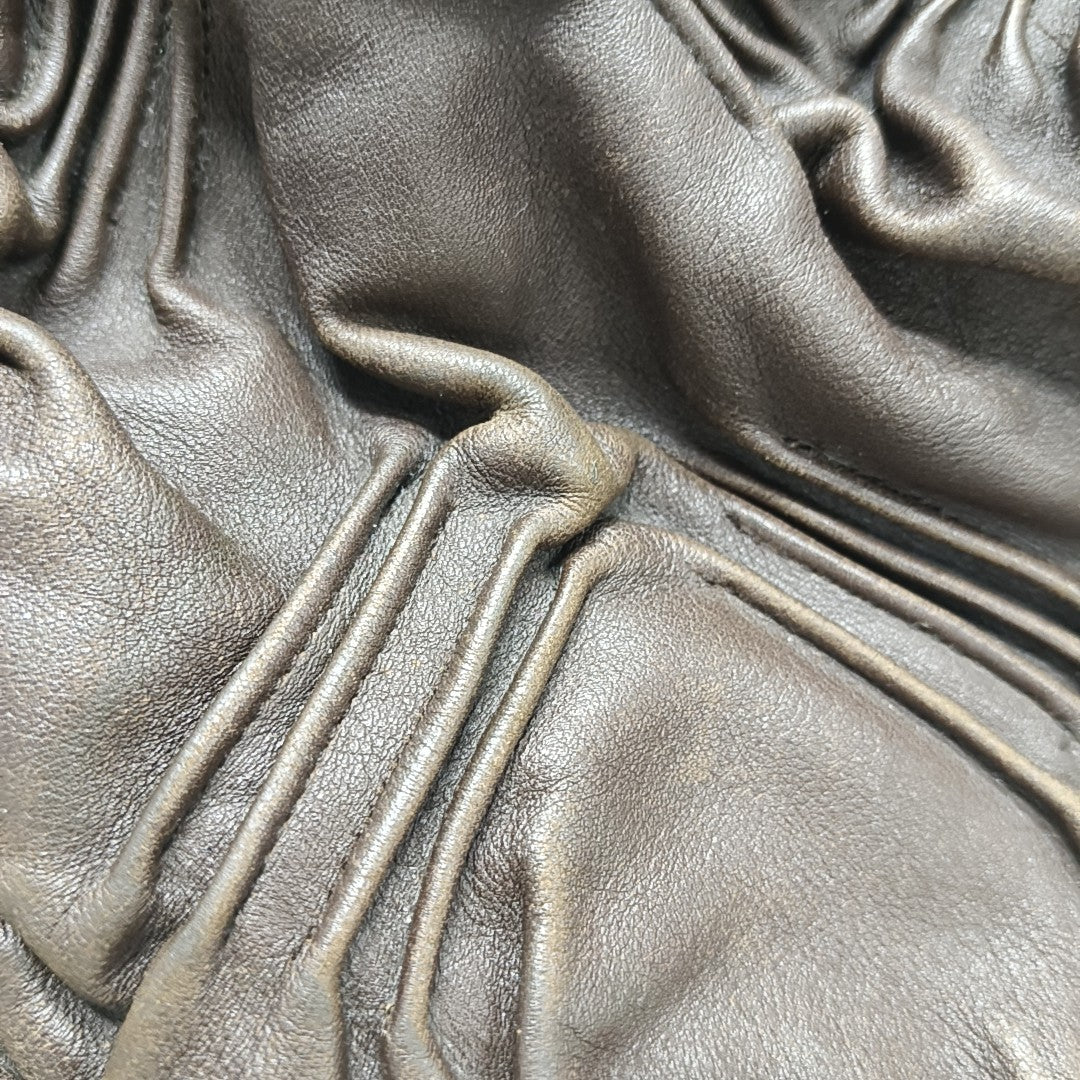 Leather Top Handle Bag Brown