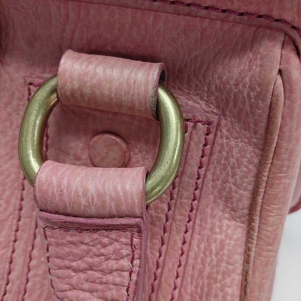 Leather Top Handle Bag Pink